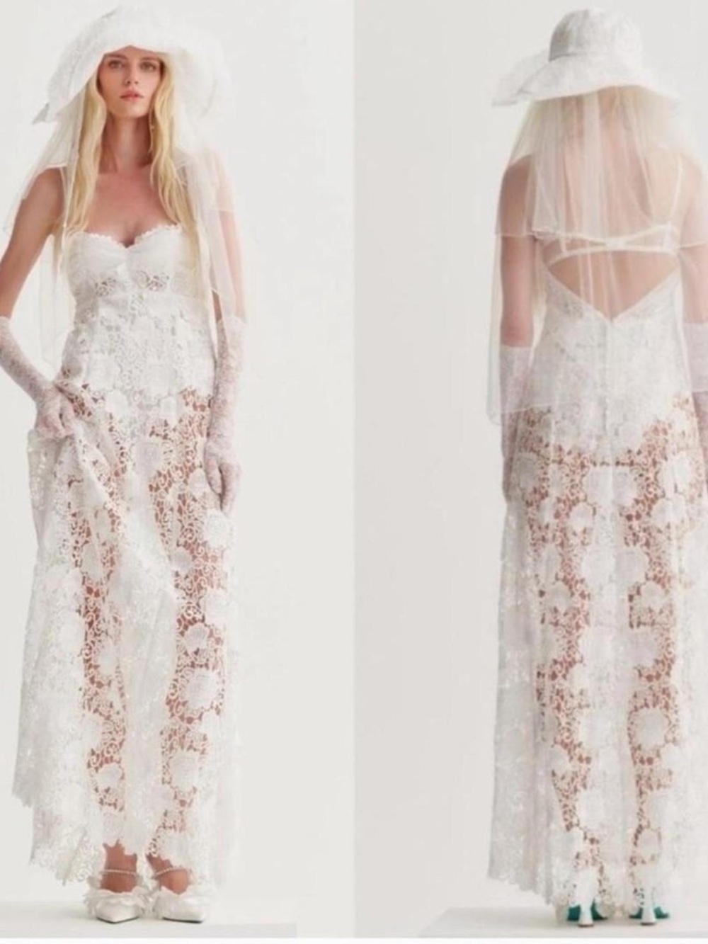 For Love & Lemons Marisol Bridal Gown White Lace XS